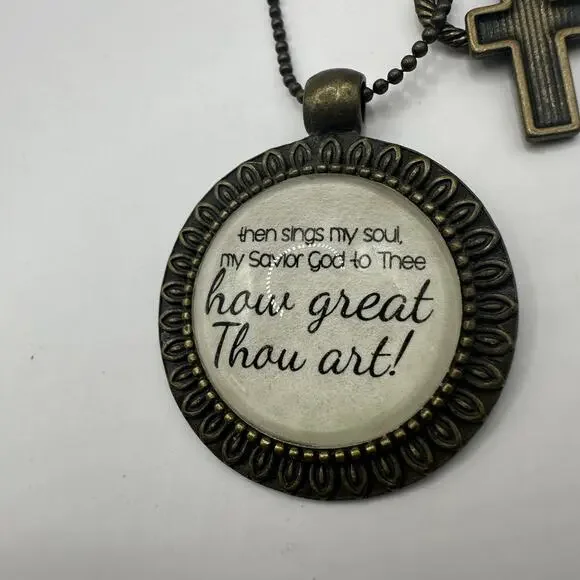 Inspirational Scripture Religious Boho Jewelry Pendant Necklace Rustic Country - Picture 3 of 6